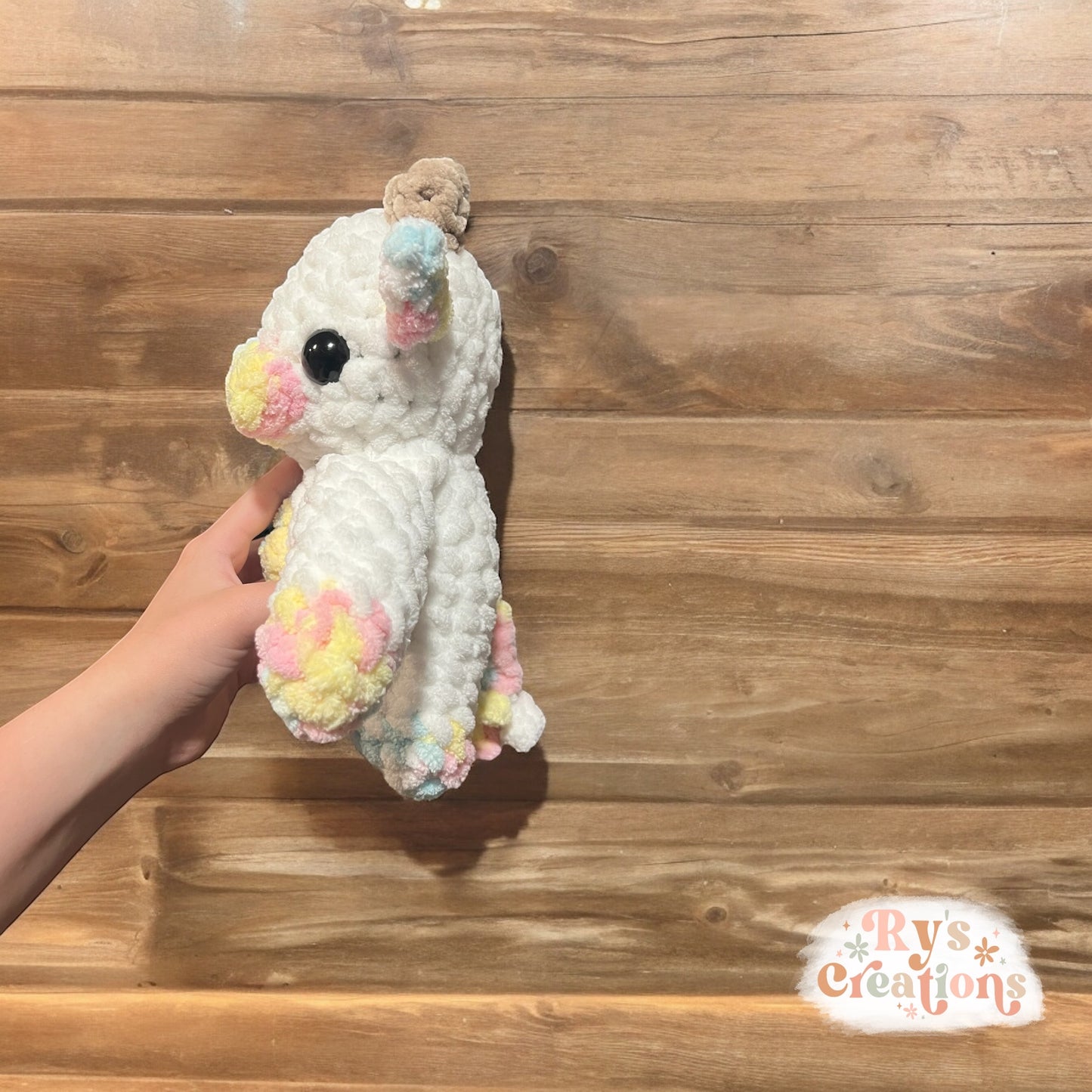 Pink, Yellow, Blue & White Cow Plushie