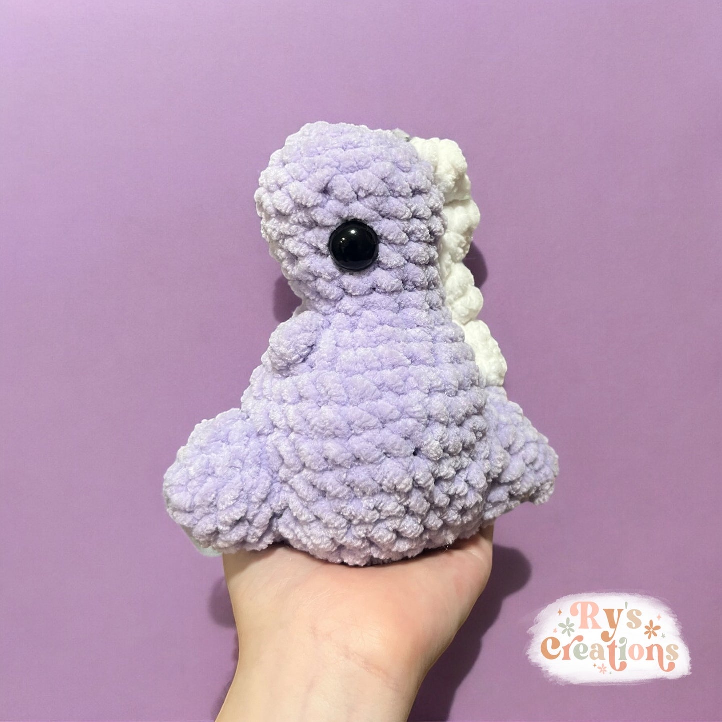 Purple & White Chubby Dinosaur Plushie