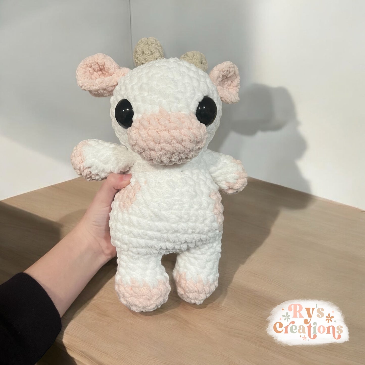 Pink & White Cow Plushie