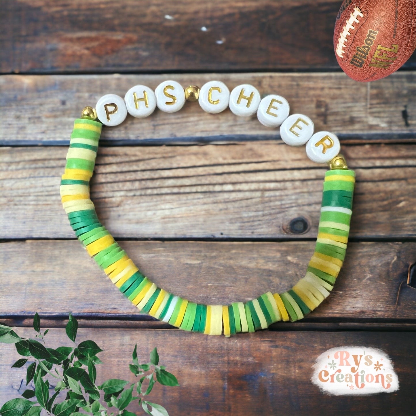 Green & Yellow PHS Cheer Bobcats Bracelet