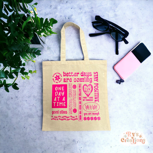 Pink Positivity Tote Bag