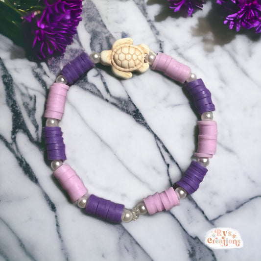 Purple Turtle Pearl Bracelet
