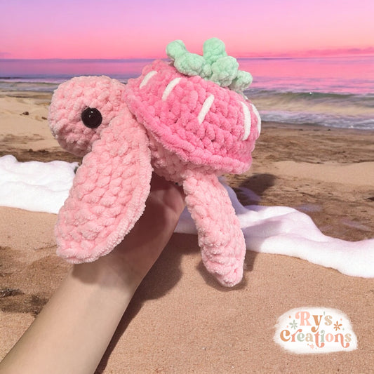 Pink Strawberry Turtle Plushie