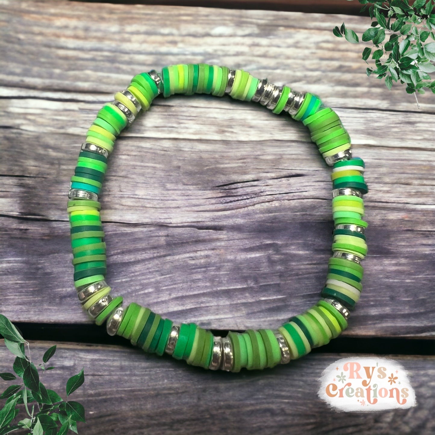 Green With Silver Bracelet