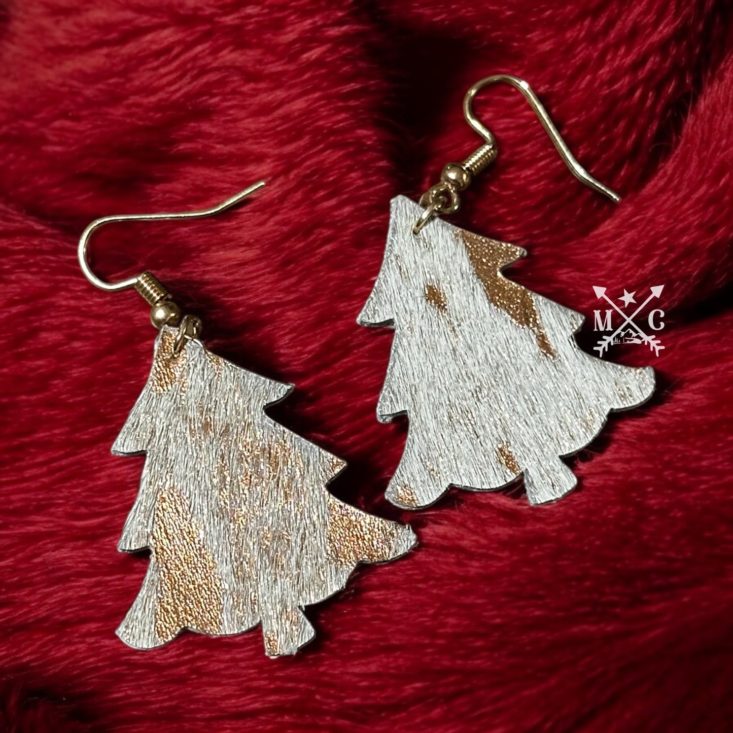 Rose Gold Cowhide Tree Earrings