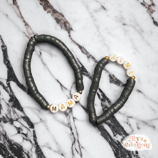 Mama & Mini Black Gold Bracelet Set