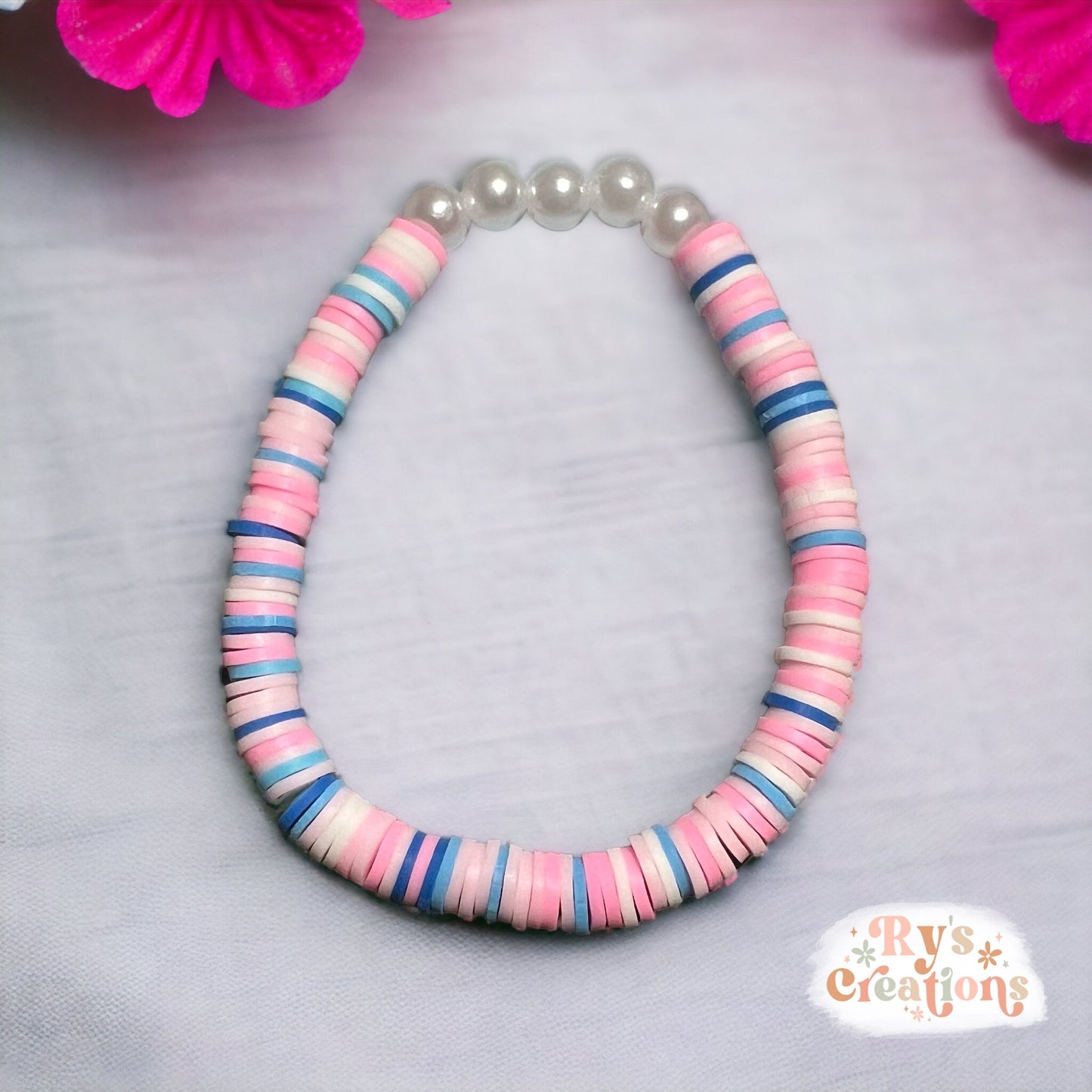 Blue & Pink Pearl Bracelet