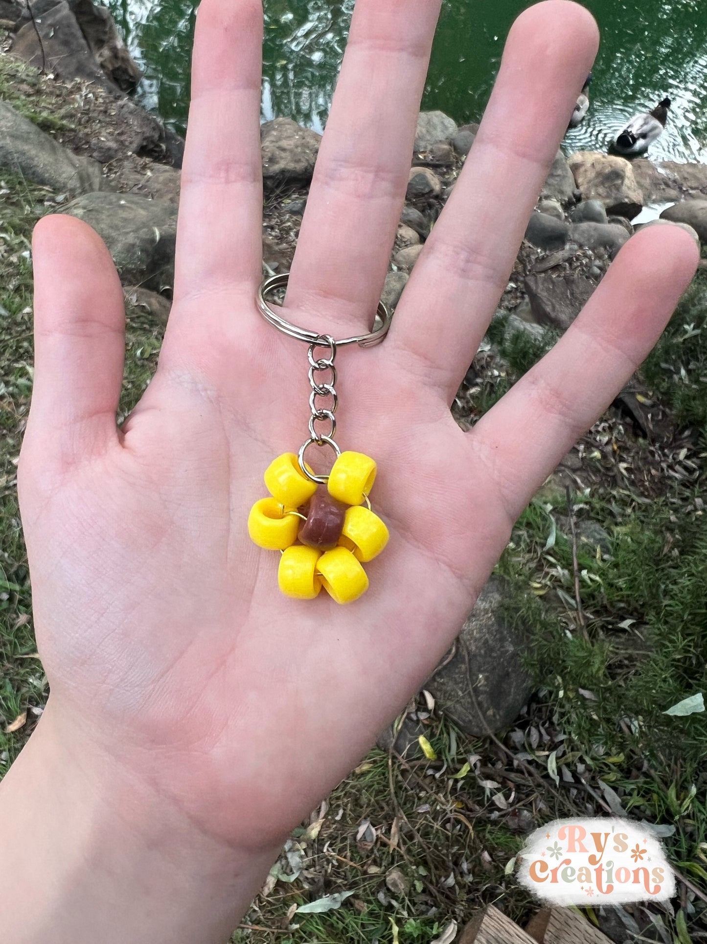 Sunflower Silver Keychain