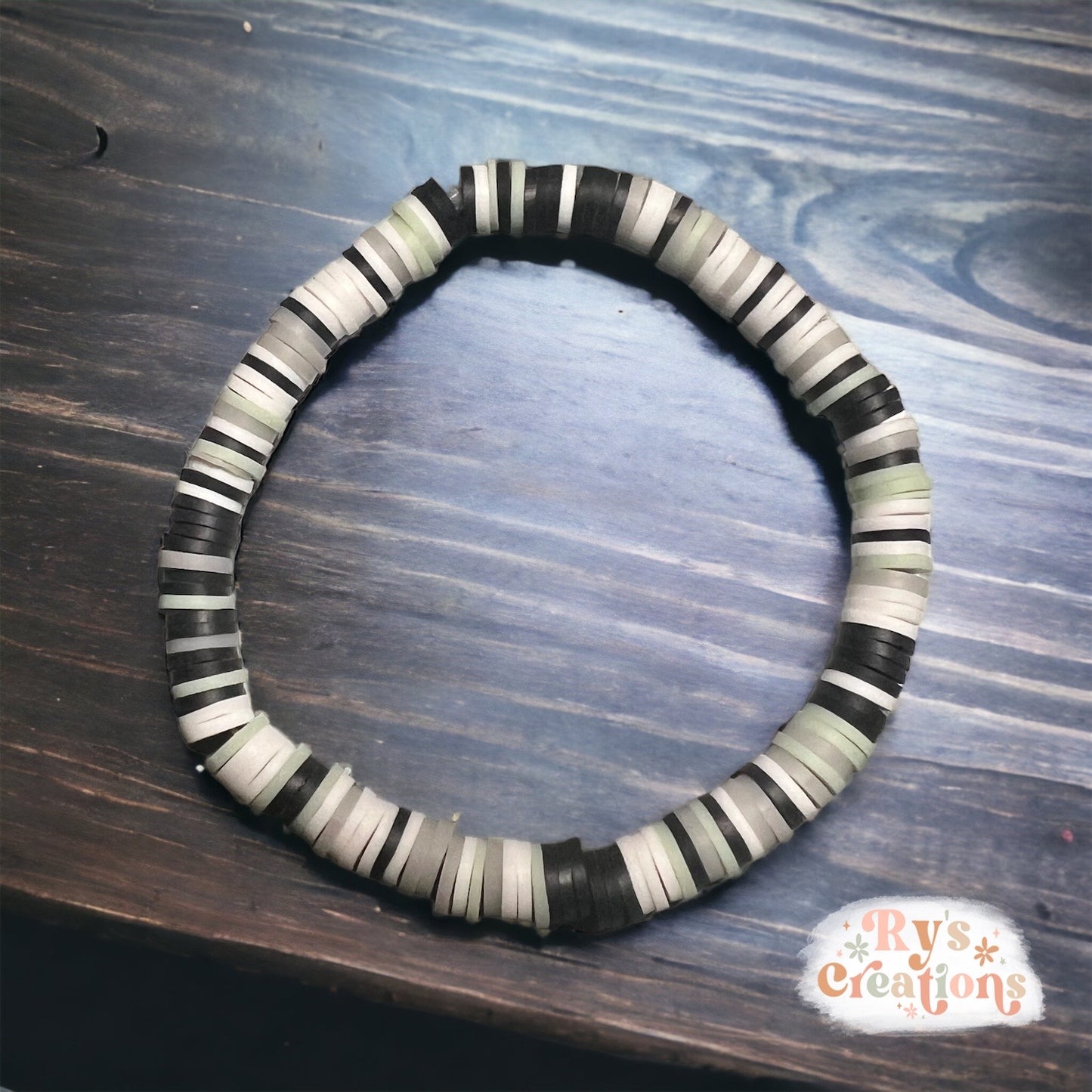 Black, Grey, White & Sage Bracelet