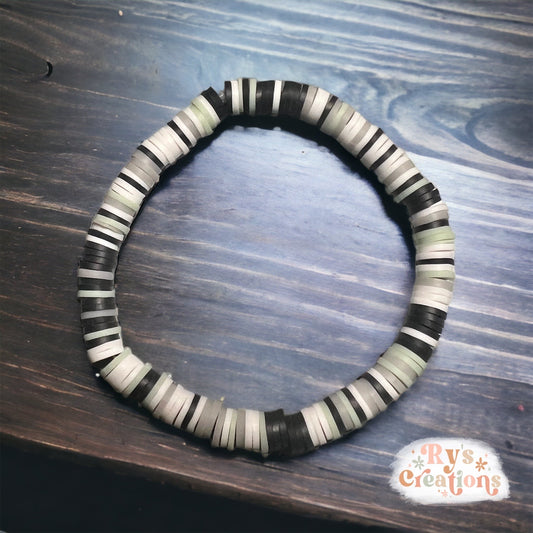 Black, Grey, White & Sage Bracelet