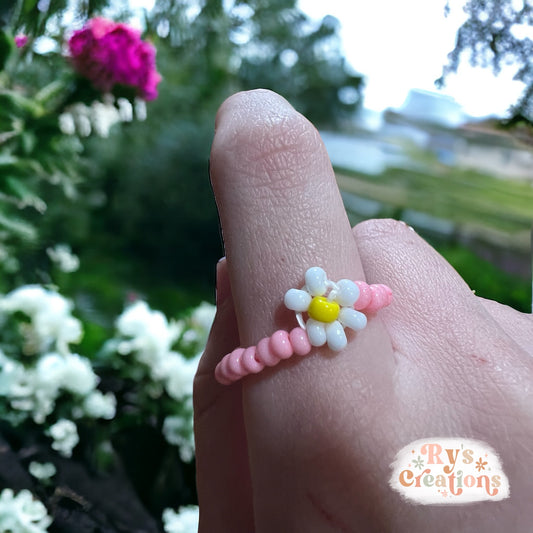Daisy Flower Pink Ring