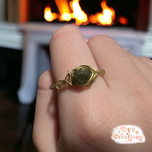 Green Gold Wire Wrapped Ring