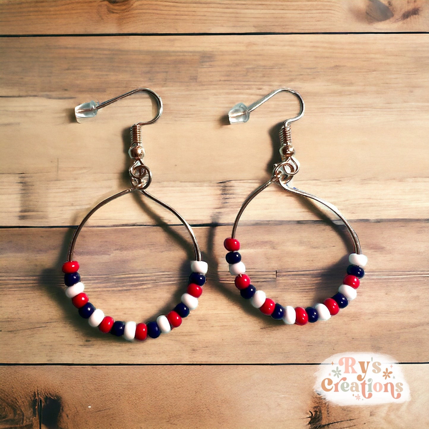 Red, Blue & White Dangle Earrings