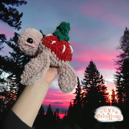 Pink Strawberry Turtle Plushie