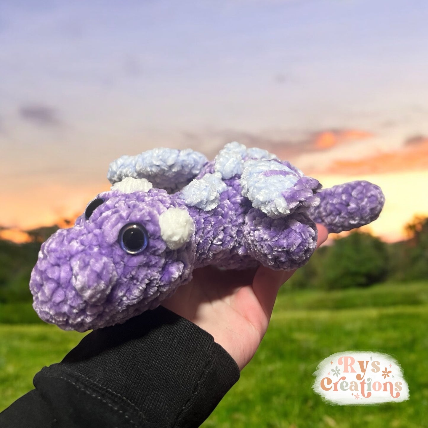 Blue & Purple Velvet Dragon Plushie