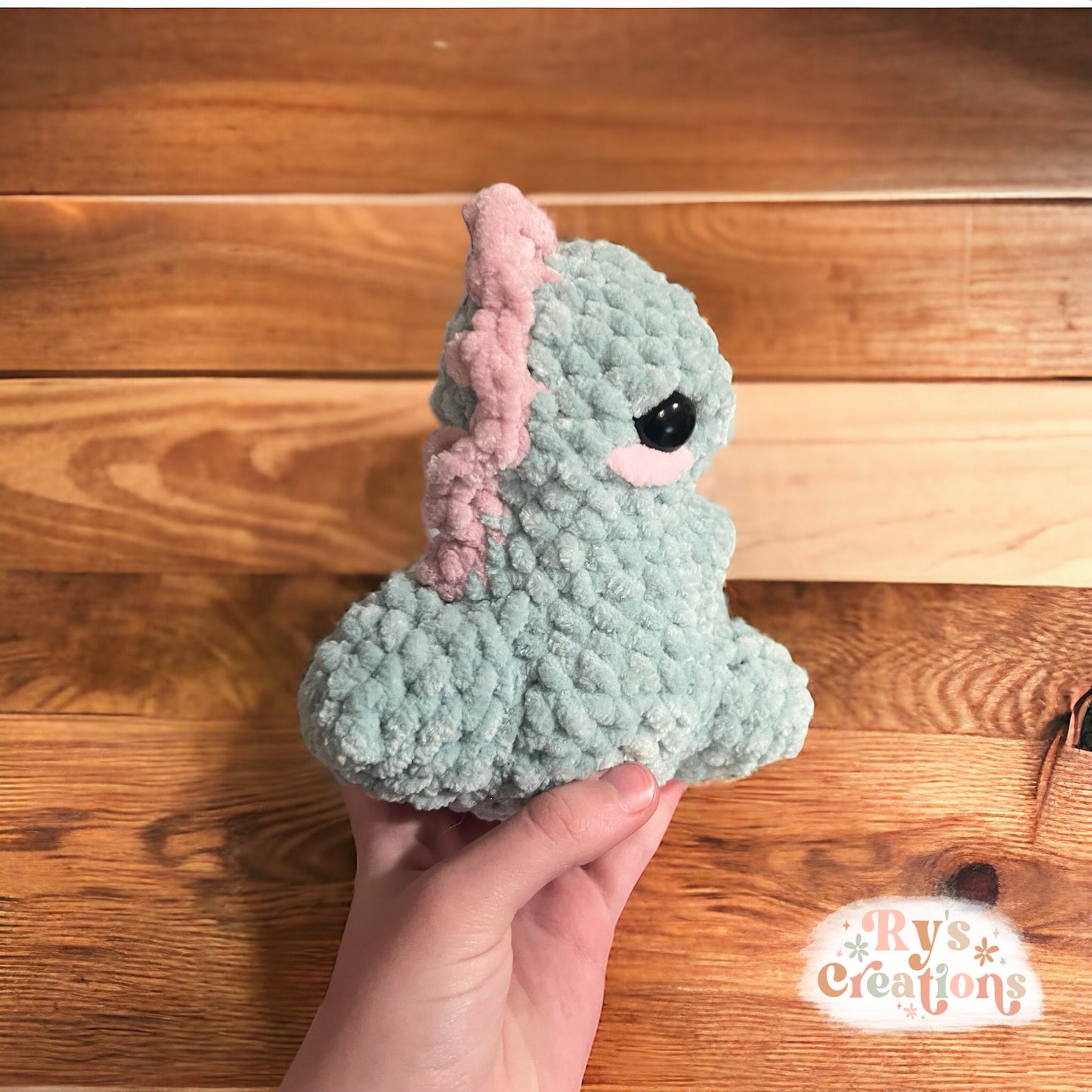 Small Dark Teal & Dark Pink Chubby Dinosaur Plushie