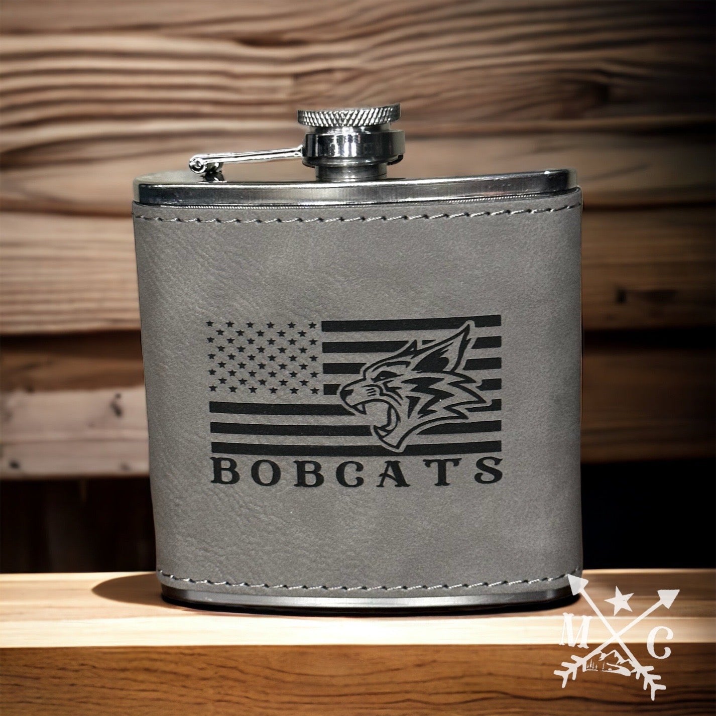 American Flag Bobcats Flask