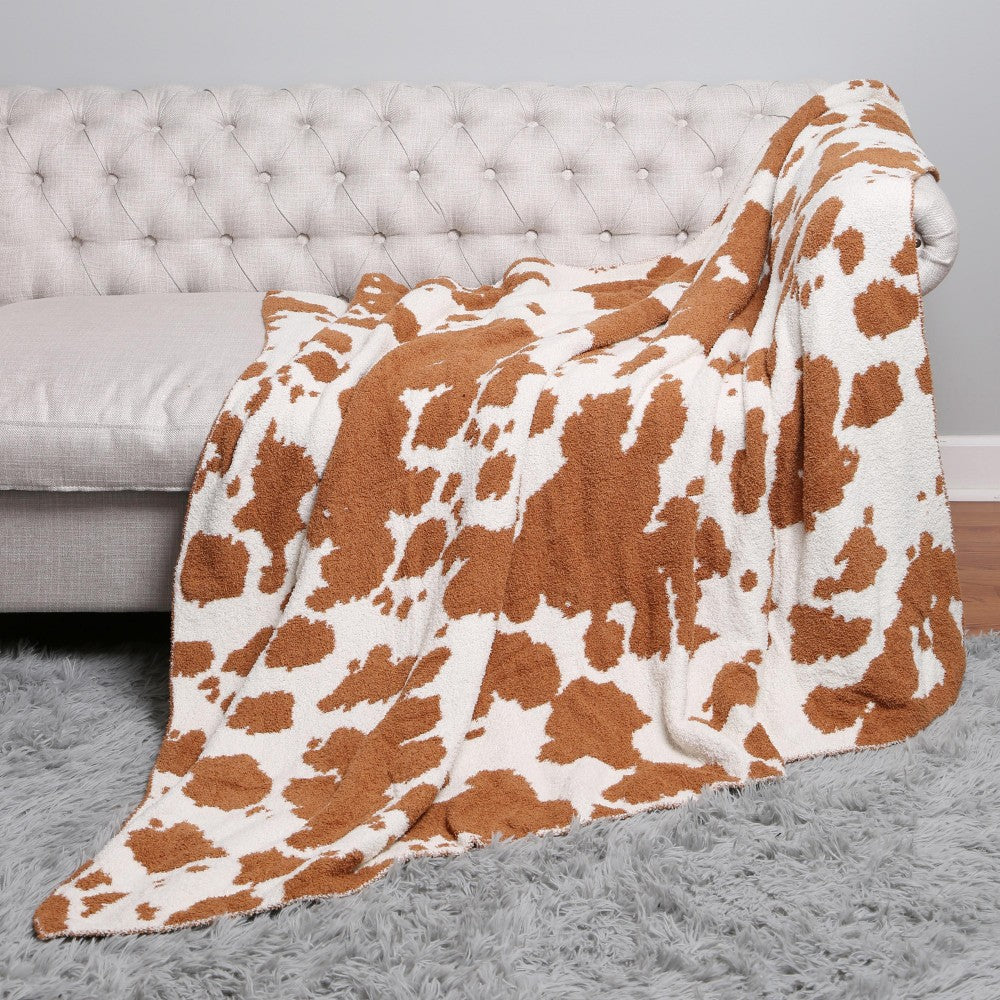 Cow Print Knit Blanket